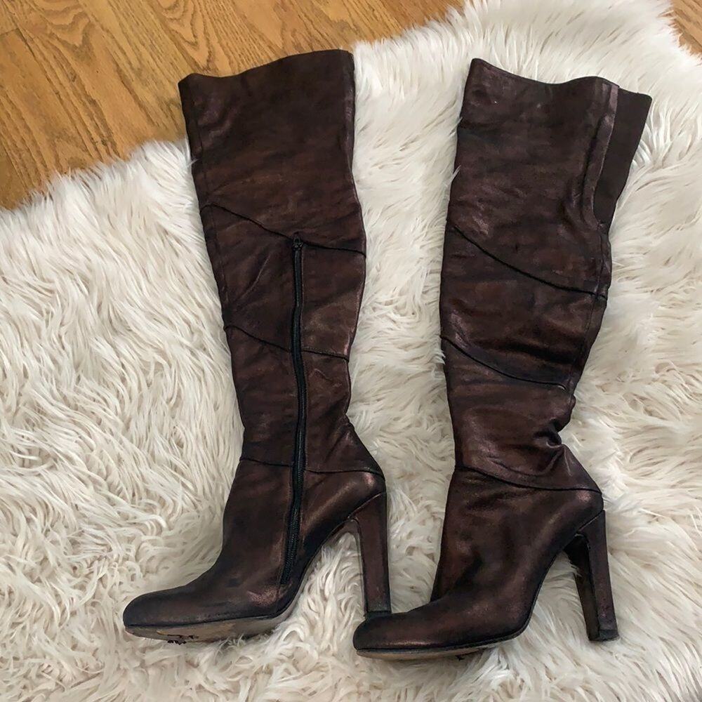 AUTHENTIC PETER KENT OVER THE KNEE BRONZE BOOTS‎ SIZE 37 1/2